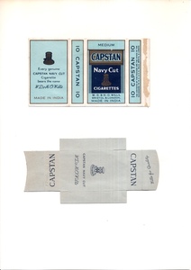 古い タバコ 煙草 ラベル パッケージ インド CAPSTAN NAVY CUT CIGARETTES 台紙に貼り付け