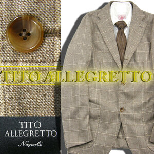 新品 TITO ALLEGRETTO 【イタリア製】 毛100% チェック柄 ジャケット 秋冬春 定価9.6万円 50 ★340396 ティト アレグレット