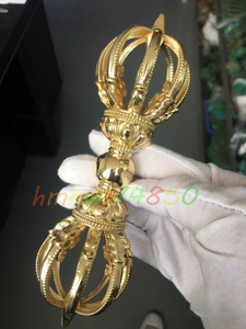 「密教法具 寺院仏具」極上品 真言宗 九鈷杵 仏具 銅製 磨き仕上げ 長さ17cm