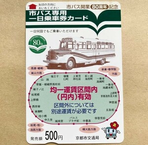 【使用済】 市バス専用一日乗車券カード 京都市交通局 市バス開業80周年記念