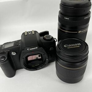 (C042503)Canon EOS Kiss ウルトラソニック カメラ EF AF フィルムカメラ 28-80mm 1:3.5-5.6IV 75-300mm 1:4-5.6II レンズ 