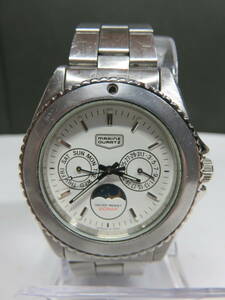 ■MARINE　QUARTZ　マリーンクォーツ「クロノグラフ　メンズクォーツ腕時計」　ホワイト　日本製