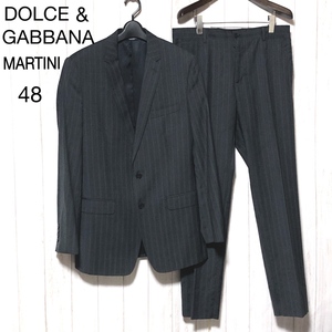 ドルチェ＆ガッバーナ MARTINI ストライプスーツ 48/DOLCE&GABBANA ドルガバ セットアップ グレー 伊製