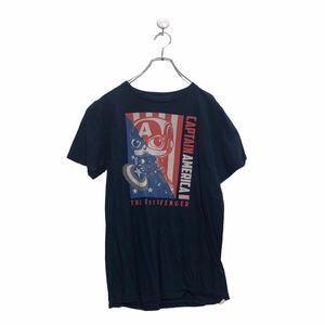 半袖 プリント Tシャツ XL キッズ ネイビー キャプテン・アメリカ マーベル クルーネック 古着卸 アメリカ仕入 a605-5829