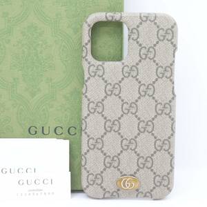 ITZCLZURVF5I 即決 本物 美品 GUCCI グッチ GGスプリーム オフィディア iPhone 12 Pro Max アイフォンケース 668408 ベージュ 外箱