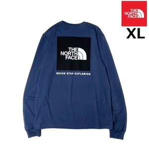 1円～!売切!【正規新品】THE NORTH FACE◆L/S BOX NSE TEE 長袖 Tシャツ ロンT US限定 ボックスロゴ 男女兼用 キャンプ(XL)青 180902-5