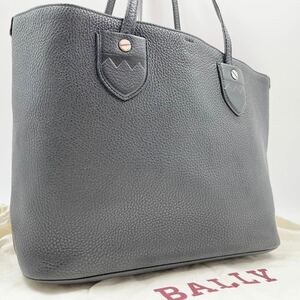 【未使用級 近年モデル】BALLY バリー トートバッグ メンズ ビジネス ロゴ 型押し レザー 本革 ブラック A4◎ PC◎ 肩がけ 黒色