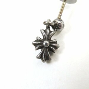 極美品○CHROME HEARTS クロムハーツ タイニー ECH プラス ドロップ SV925 K14 ロゴ刻印 片耳用 ピアス シルバー 保存袋付き 重量1.3g