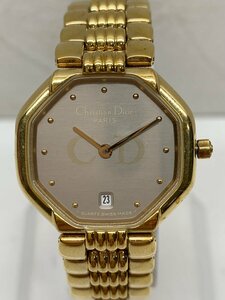 【稼働品】Christian Dior クリスチャンディオール 48.153 オクタゴン GP クオーツ QZ レディース腕時計 電池交換済み