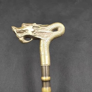 古美術 龍 松葉杖 銅器 ステッキ 工芸品 オプション U179
