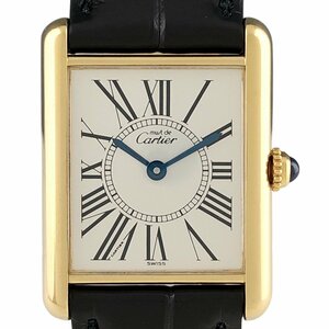 カルティエ CARTIER マスト タンク オパラン ヴェルメイユ 590005 腕時計 シルバー925 GP レザー クォーツ シルバー レディース 【中古】