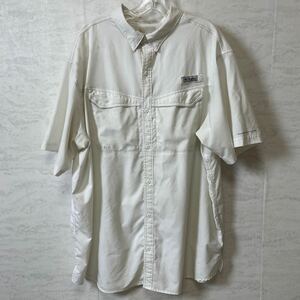 半袖ワークシャツ ベンチレーションシャツ　サイズL 白ホワイト　コロンビア　Columbia フィッシングシャツ　メンズ古着　2519
