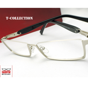 即決【眼鏡一式 度付レンズセット】★designメガネ★T-Collection Eyewear シルバー×ブラック アンダーリム 度付/度なし/伊達メガネ/