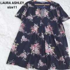 美品 LAURA ASHLEY ゆったり　花柄ブラウス プルオーバーsize11