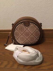 【新品】TORY BURCH トリーバーチ T MONOGRAM ジャカード プチ ムーンバッグ　HAZELNUT