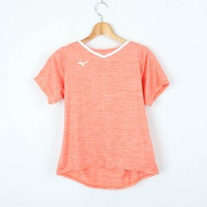 ミズノ 半袖Tシャツ Vネック ワンポイントロゴ スポーツウエア レディース Lサイズ オレンジ Mizuno