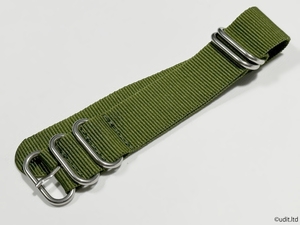 ラグ幅:22mm NATOリング ストラップ グリーン カーキ 腕時計ベルト ミリタリー ファブリック [検 TUDOR チューダー オメガ OMEGA]