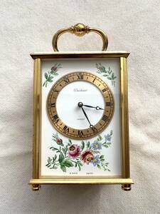 動作品　アンティーク　Bucherer　ブッフェラー　スイス製　八日巻　七宝　手巻き　置時計