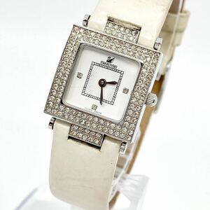 箱付き SWAROVSKI 腕時計 スクエア ストーンベゼル 2針 クォーツ quartz Swiss シルバー 銀 スワロフスキー Y806