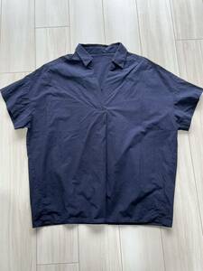 ガリャルダガランテ　オーバーシャツ　ネイビー　コットン オープンカラー 半袖　レディース　フリーサイズ