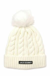 新品正規品　ジャックバニー　パーリーゲイツ　最新作　ニット帽 ファー　ポンポン　ホワイト　美形　裏フリース　送料無料