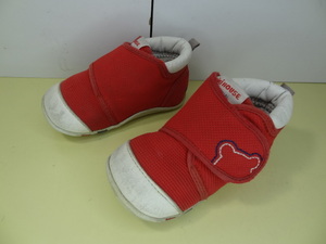 全国送料無料 ミキハウス MIKI HOUSE 日本製 子供靴キッズベビー男＆女の子赤色メッシュ素材スニーカーシューズ 12.5cm