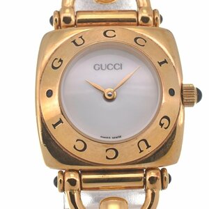 グッチ GUCCI 6300L ホースビット GP/レザー クォーツ レディース L#129050