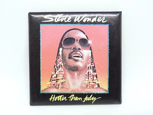 ビンテージ STEVIE WONDER スティービーワンダー レア 80S 当時物 CD アルバム ジャケット プリント スクエア 缶バッジ ミュージシャン 珍