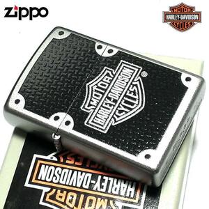 ZIPPO ライター ハーレー ダビッドソン ロゴデザイン プリント加工 カーボン かっこいい ジッポ 渋い シルバー サテン仕上げ おしゃれ 銀