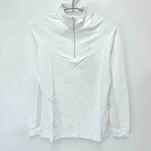 【中古】エクイライン POLO ANTIUV L/S AMALIA ハーフジップ 長袖 ストレッチ シャツ EQUILINE S ホワイト レディース