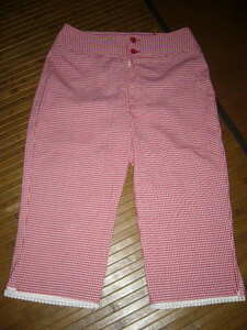 897-58♀：CECIL McBEE　セシルマクビー　サブリナパンツ　size.63　色.ピンク　ギンガムチェック　日本製　