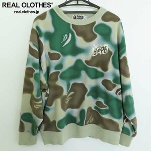 ☆A BATHING APE/アベイジングエイプ Liquid Camo Crewneck Olive Supply/サルカモ柄 スウェットトレーナー 001SWK301016M/M /060