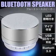 Bluetooth スピーカー 銀 ポータブル 小型 LED 軽量 M-31