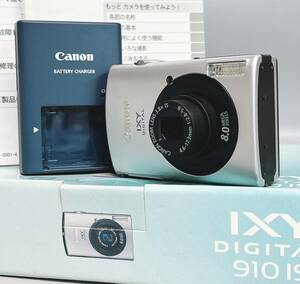 キャノン IXY DIGITAL 910 IS コンパクトデジタルカメラ シルバー バッテリー 充電器 取説 元箱 その他付属品付き 通電 シャッターOK