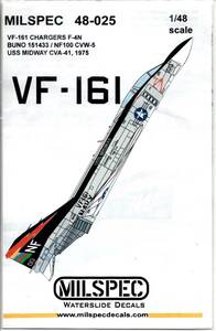 1/48 MILSPEC　ミルスペック デカール　 ML 48-025　F-4N PHANTOM, VF-161 CHARGERS, 1975