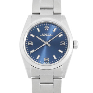 ロレックス オイスターパーペチュアル 77080 ブルー 369ホワイトバー F番 中古 ボーイズ(ユニセックス) 腕時計