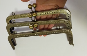 がま口口金 縫い付け式　両カン付き 角型 ハンドメイド 幅20cm パーツ (3個セット) 古銅美