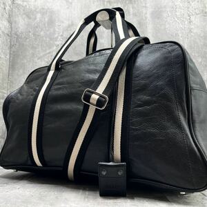 【大容量/美品】1円 BALLY バリー ボストンバッグ ハンド トート ショルダー 2way トレスポ ビジネス メンズ 肩掛け 斜め掛け 黒 レザー