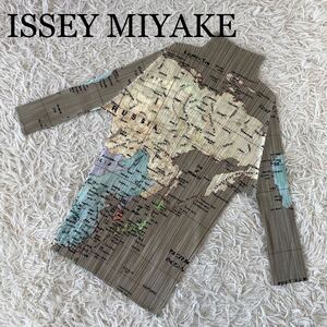 ISSEY MIYAKE イッセイミヤケ PLEATS PLEASEプリーツプリーズ 地図柄 グレージュ系 サイズ4