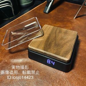 高品質小型お茶 コーヒースケール木製台板 計量範囲0.1g-500g 電池型 高精度計量器 アウトドア キャンプ 野外登山 8.5×3×8.5cm