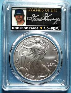 ★★ 最高鑑定 シルバーイーグル 2022年 MLBレジェンド Goose Gossage 直筆サイン １$ .999銀貨 PCGS MS70 First Day ★★