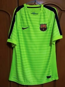 【正規品・古着】バルセロナトレーニングシャツ　蛍光グリーン　メッシ　スペイン　Lサイズ　練習着