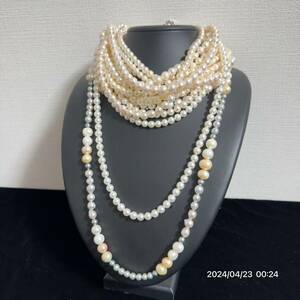 1000円〜　1 まとめ　美品　pearl パール　真珠 本真珠 バロック　8mm以上多数　ネックレス 13本セット　総重量約523g 送料無料　