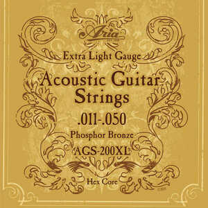 [5パックセット] Aria アコースティックギター弦 アコギ弦 フォスファーブロンズ エクストラライトゲージ フォークギター AGS-200XL