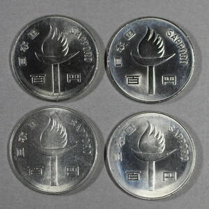 札幌冬季オリンピック記念 100円白銅貨 4枚 A1483