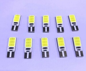 12V 【性能UP－新型】　T10 LED 両面COB ポジション 白発光　10個セット.　超スリムタイプ.軽自動車　乗用車　バイク　二輪　省エネ　