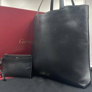 1円～【定価20万超】カルティエ Cartier トートバッグ ビジネスバッグ ブリーフケース A4 2way レザー メンズ レディース ブラック ポーチ