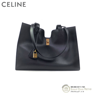 セリーヌ （CELINE） カバ 16 セーズ スムースカーフスキン ハンド ショルダー バッグ 11258 ブラック×GO（新品）