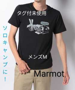 タグ付 Marmot メンズM マーモット 半袖 Tシャツ ブラック 速乾 吸汗 UVカット 未使用 新品 デサント正規品