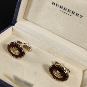 【極美品】Burberry　バーバリー　カフス　パープル　ゴールド　騎馬ロゴ